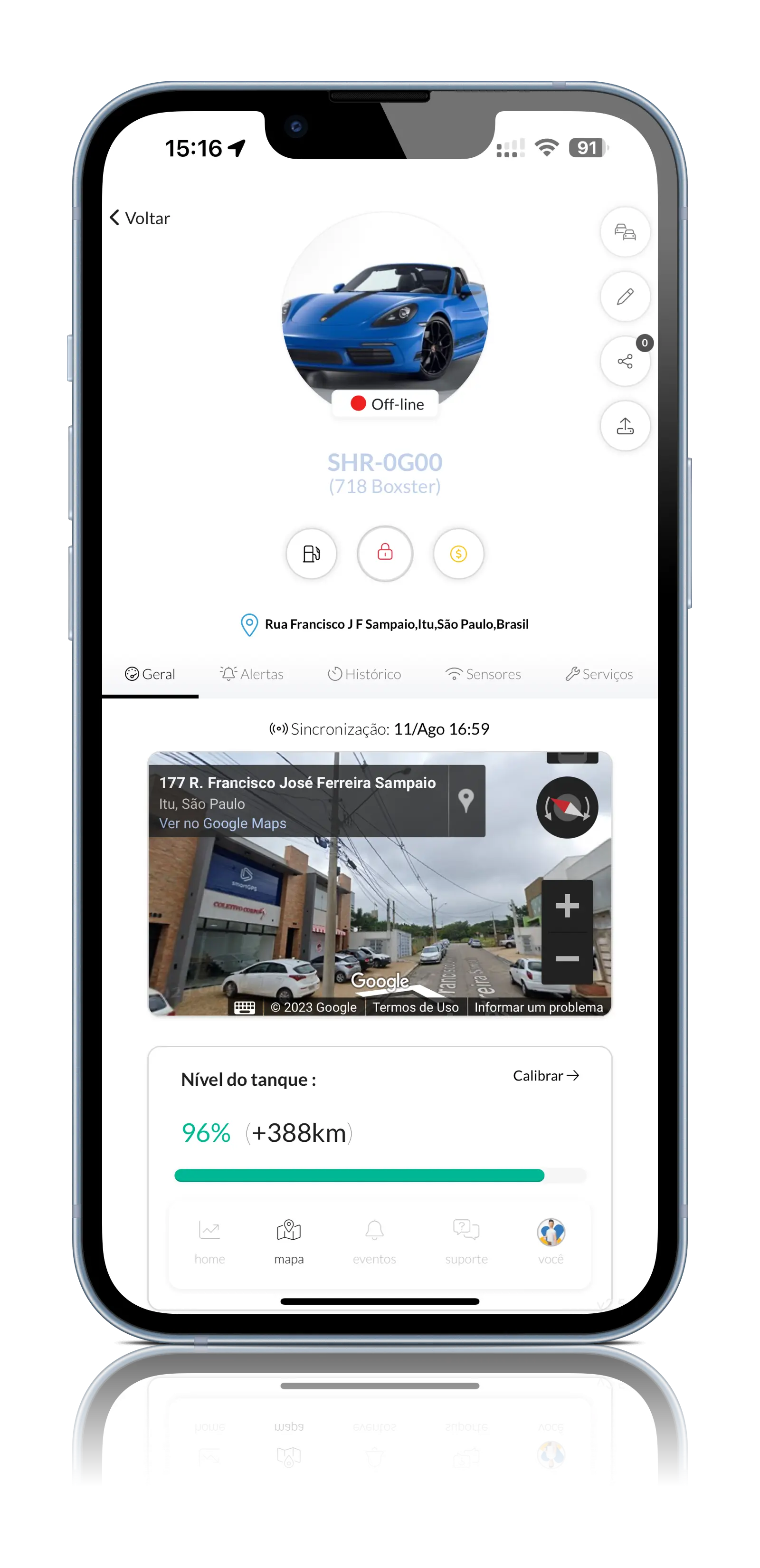 Interface do App GpsRS Rastreamento